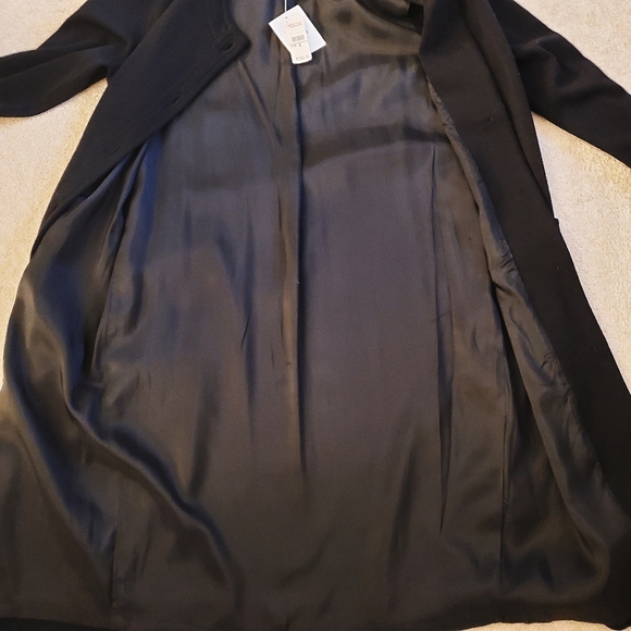 Talbots Merino Wool Long Sweater Coat Black New Tags Front Pockets Fully Lined - Picture 9 of 10